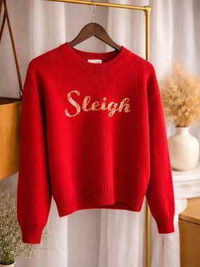 Red 'Sleigh' Holiday Knit Sweater